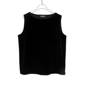 Impressions Millennium 1990s Vintage Black Velvet High Neck Blouse Medium Retro